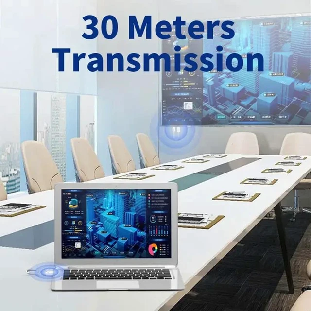 Alt view image 4 of 5 - Gold metal,30M Wireless HDMI-compatible Video Transmitter Receiver Extender Cable Meeting Share Display Adapter for Laptop PC TO TV Monitor