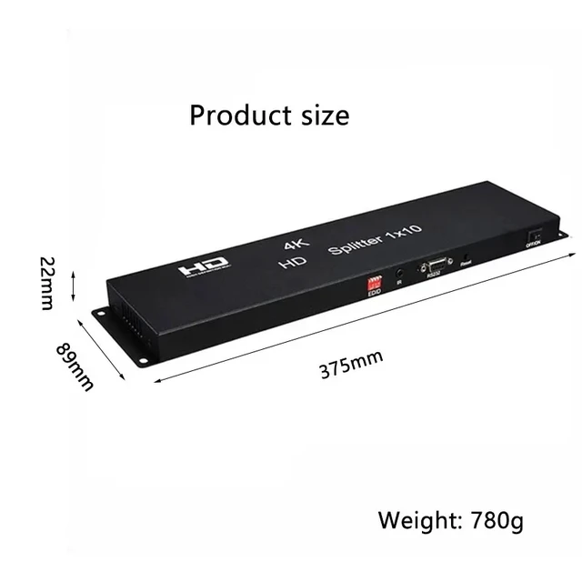 Alt view image 5 of 5 - AU Plug,4K 1x10 Splitter for Hdmi Video Distributor Converter 1 in 10 Out Multiscreen Display Copy Share for PS4 Camera PC TO TV Monitor