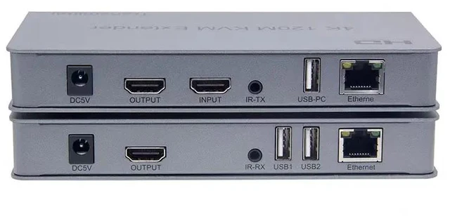 Alt view image 5 of 5 - AU Plug,4K 120m KVM Extender for HDMI With Audio Transmitter Receiver Over Cat6 RJ4 KVM Ethernet Extender For USB Mouse Keyboar
