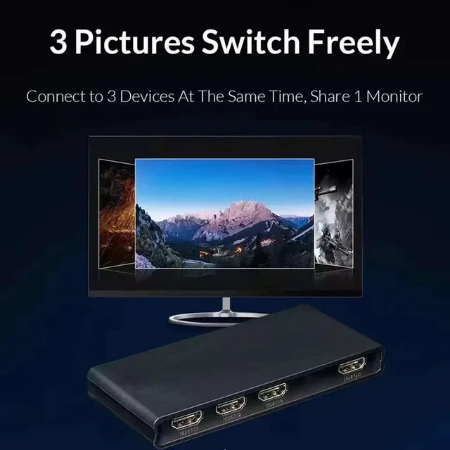 Alt view image 4 of 5 - 3X1,4K 60Hz 3x1 4x1 5x1 Switcher for HDMI 3D Switch HDR Video Converter for PS4 Camera DVD Laptop PC To TV Monitor