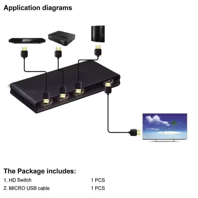 Alt view image 5 of 5 - 3X1,4K 60Hz 3x1 4x1 5x1 Switcher for HDMI 3D Switch HDR Video Converter for PS4 Camera DVD Laptop PC To TV Monitor