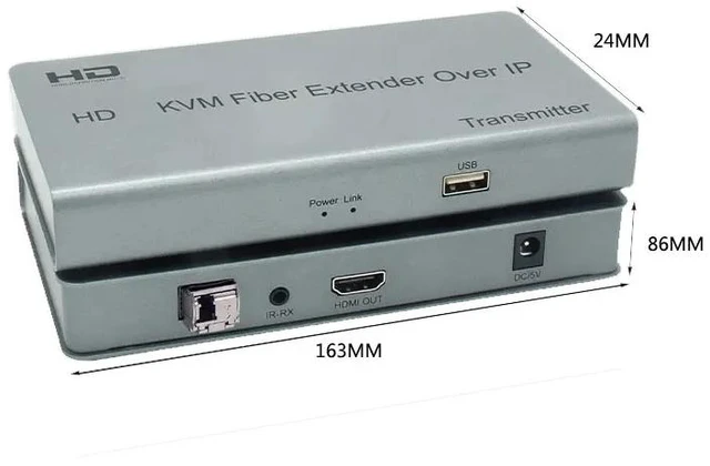 Alt view image 4 of 5 - AU Plug,20Km KVM Fiber Optical Extender for HDMI-compatible over IP LC Fiber cable USB Transmitter Receiver support keyboard mouse