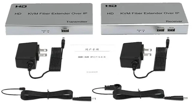 Alt view image 5 of 5 - AU Plug,20Km KVM Fiber Optical Extender for HDMI-compatible over IP LC Fiber cable USB Transmitter Receiver support keyboard mouse