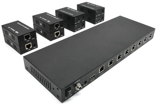 Main image of 1 set,60M 1080P 60Hz 1x8 Extender for HDMI Over Cat5e/6 8 Channel HD To RJ45 Video Transmission Network Extender For Room PC TV