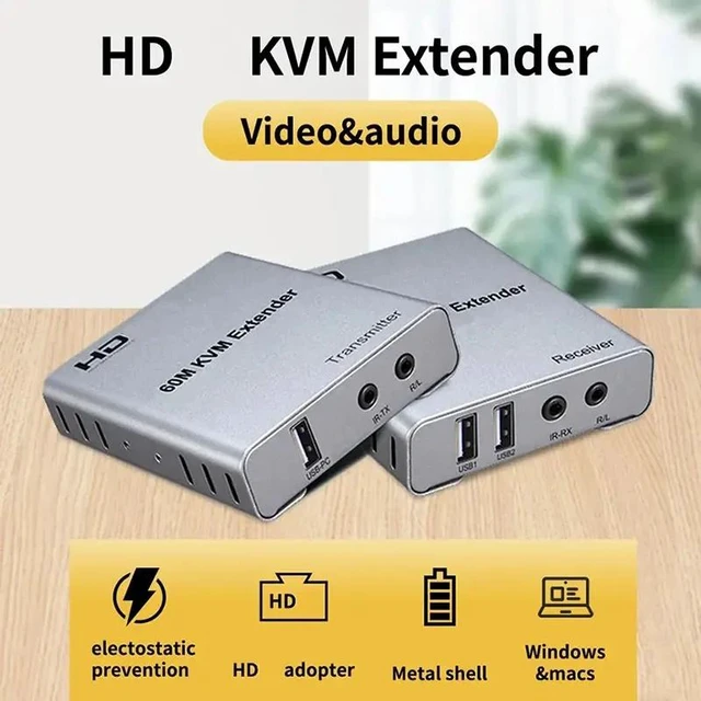 Alt view image 2 of 5 - AU Plug,60M KVM HDMI-compatible Extender Video Transmitter Receiver By Ethernet RJ45 CAT5e Cat6 Cable Support Keyboard Mouse