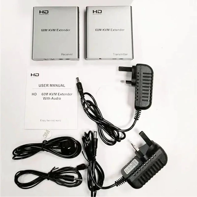 Alt view image 5 of 5 - AU Plug,60M KVM HDMI-compatible Extender Video Transmitter Receiver By Ethernet RJ45 CAT5e Cat6 Cable Support Keyboard Mouse