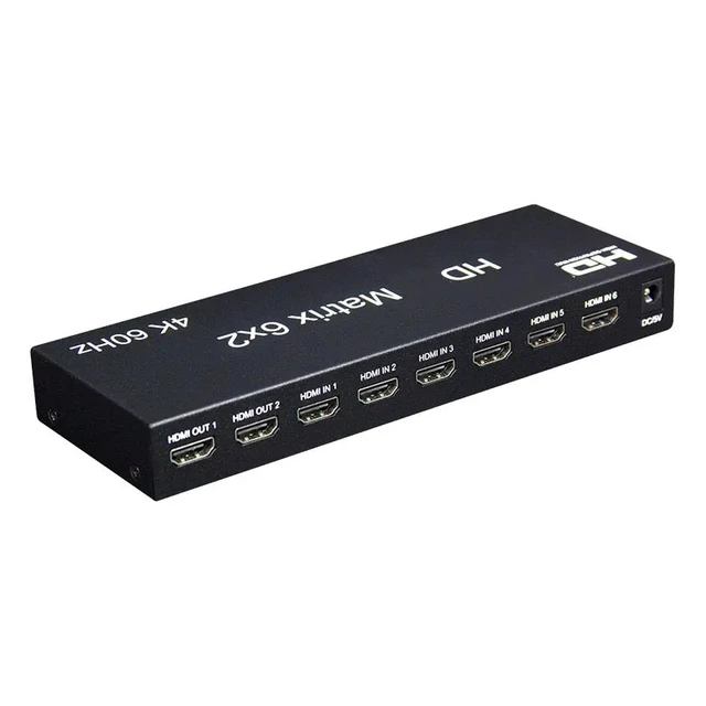 Alt view image 5 of 5 - EU Plug,4K 6x2 60Hz Matrix Switch for HDM6 in 2 out Switch Splitter with Optical R/L Audio Extractor Video for HDMI-compatible Converter