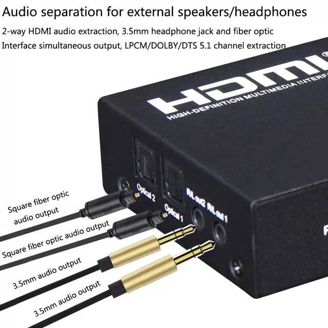 Alt view image 4 of 5 - EU Plug,4K 6x2 60Hz Matrix Switch for HDM6 in 2 out Switch Splitter with Optical R/L Audio Extractor Video for HDMI-compatible Converter