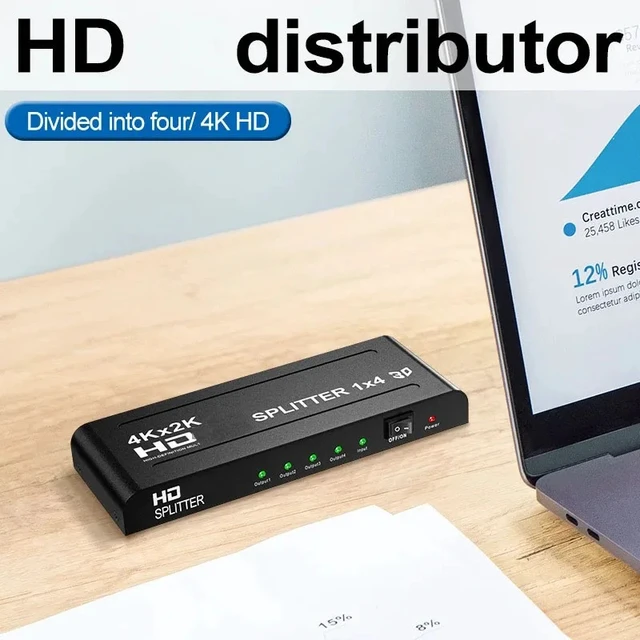 Alt view image 5 of 5 - 4K 60 2X4 3D,1x2 1x4 2x4 4K 60hz 2.0 Switch for HDMI Splitter 3D Video Converter for PS3 PS4 PS5 DVD Laptop PC To 2 3 4 TV Monitor