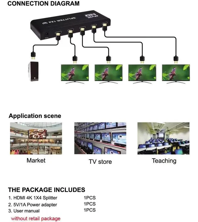 Alt view image 3 of 5 - 4K 60 2X4 3D,1x2 1x4 2x4 4K 60hz 2.0 Switch for HDMI Splitter 3D Video Converter for PS3 PS4 PS5 DVD Laptop PC To 2 3 4 TV Monitor