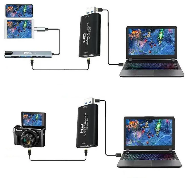 Alt view image 4 of 5 - Curved style,4K To USB 3.0 Audio Video Capture Card MS2130 Chip 1080P 60fps YUY2 Game Recording for PS4 5HDMI-compatible Laptop PC Live Strea