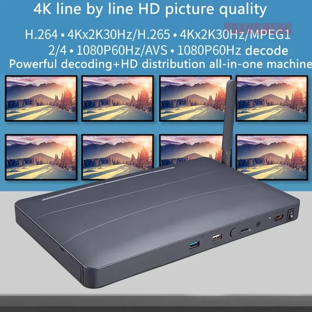 Alt view image 3 of 5 - US Plug,4K 8 Way HD Media Video Player for HDMI TV Multimedia Hard Drive Player Android 4.4 MultiMedia TV Box for TV Projector