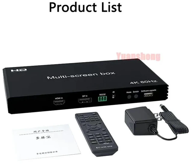 Alt view image 4 of 5 - AU Plug,4K for HDMI 60Hz DP Video Multi-Screen Box Video Wall Controller Splicer 2x2 1x3 1x4 2x1 3x1 4x1 for TV PC Monitor Projector