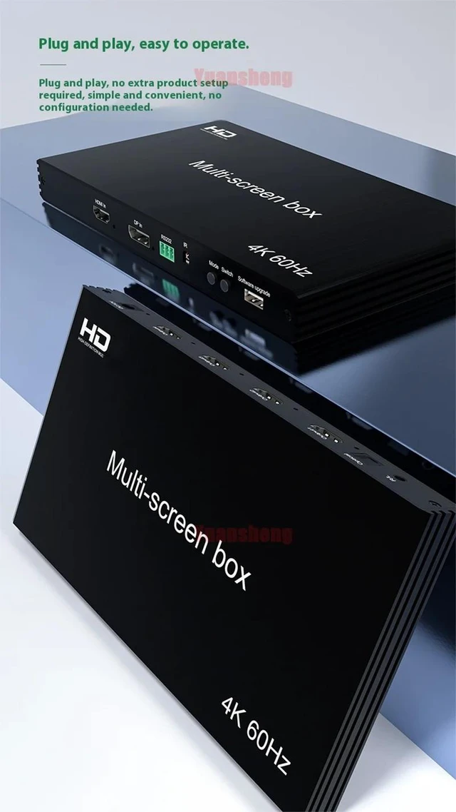 Alt view image 5 of 5 - AU Plug,4K for HDMI 60Hz DP Video Multi-Screen Box Video Wall Controller Splicer 2x2 1x3 1x4 2x1 3x1 4x1 for TV PC Monitor Projector