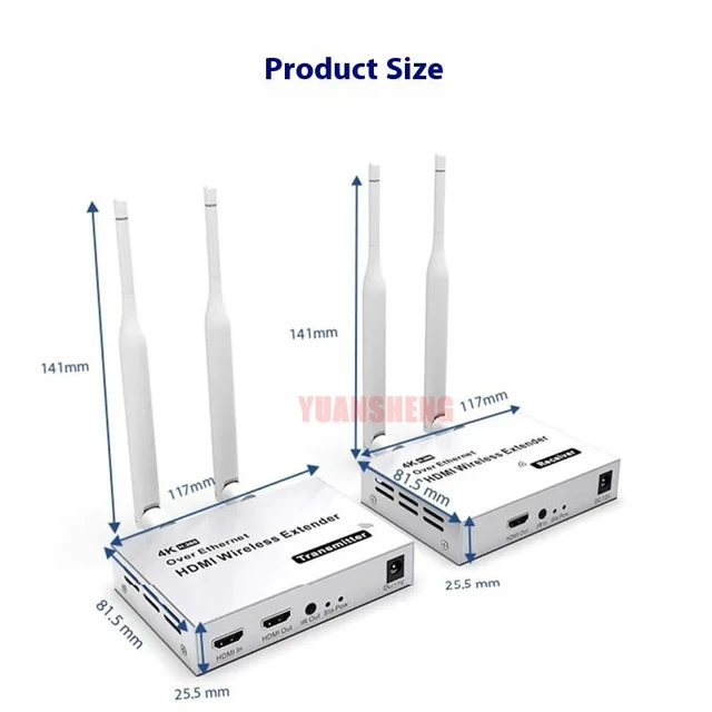 Alt view image 5 of 5 - 1080P 200M,4K 200M 5.8GHz 1080P 300M Extender for HDMI Wireless Audio Video Transmitter Receiver Extender Kit For TV Projetor monitor