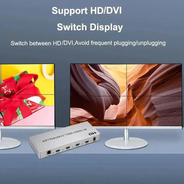 Alt view image 4 of 5 - 4k 2x2,4k 2x2 Video Wall Controller TV Wall Processor 1x2 1x3 1x4 vs 1080p hdmi Splicer Multi Screen Splicing Flip Bezel