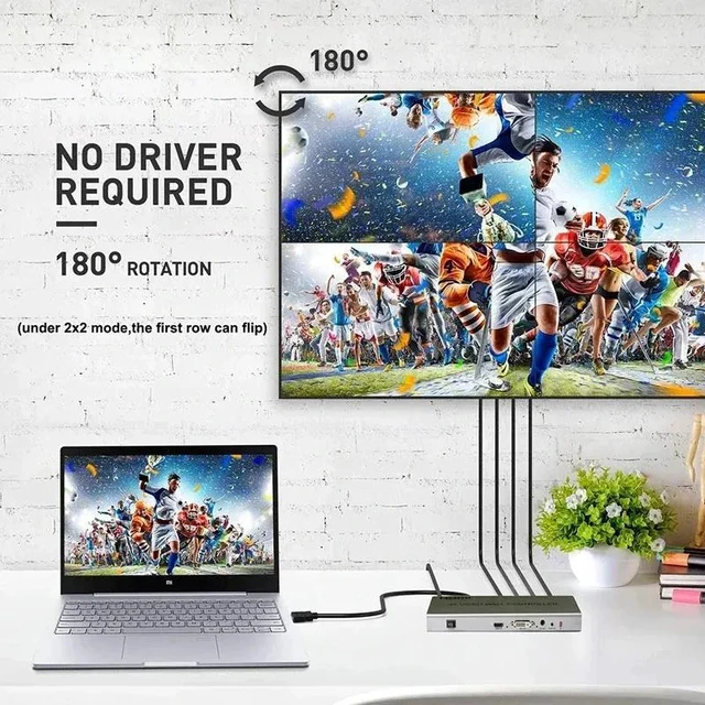 Alt view image 2 of 5 - 4k 2x2,4k 2x2 Video Wall Controller TV Wall Processor 1x2 1x3 1x4 vs 1080p hdmi Splicer Multi Screen Splicing Flip Bezel