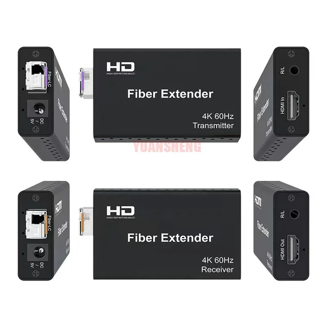 Alt view image 5 of 5 - 4K 30hz,4K@60Hz 20Km Fiber Extender for HDMI over LC Fiber Optic Cable 4:4:4 Fiber Video Transceiver with Audio Extender HDCP2.2 HDR10