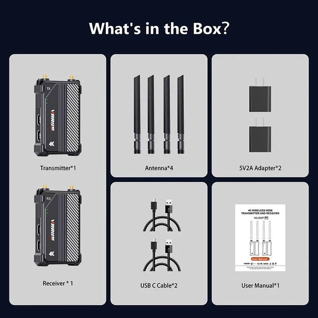 Alt view image 5 of 5 - 1TX and 1RX,4K Wireless Extender Kit for HDMI Video 350m Transmitter Receiver 2.4/5G Extender for Laptop PS4/5 Camera,DSLR to Projector TV