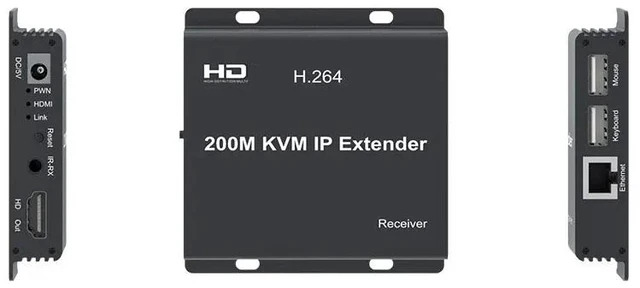 Alt view image 4 of 5 - EU Plug,H.264 KVM IP HDMI Extender over Single Rj45 Ethernet cat5e/6 Cable 200M 1080P USB KVM Extender Support Touch Screen