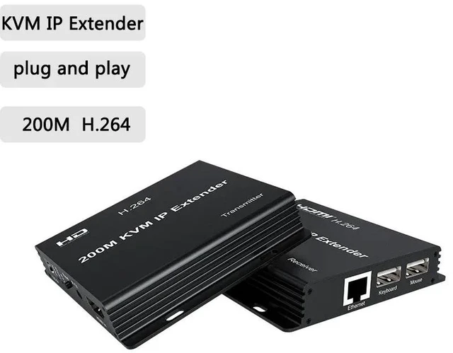 Main image of EU Plug,H.264 KVM IP HDMI Extender over Single Rj45 Ethernet cat5e/6 Cable 200M 1080P USB KVM Extender Support Touch Screen