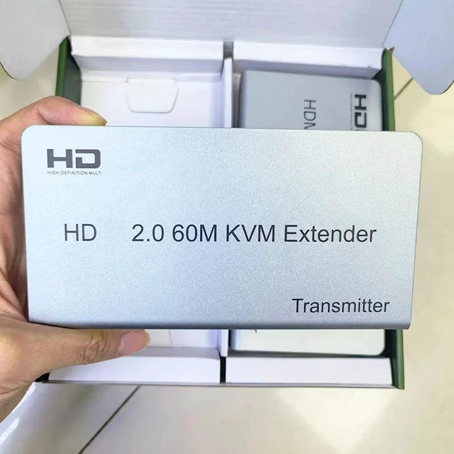 Main image of US Plug,4K 60Hz 2.0 KVM 60M USB Extension Over Ethernet CAT5e/6 1080P Extender for HDMI with USB Support Mouse Keyboard