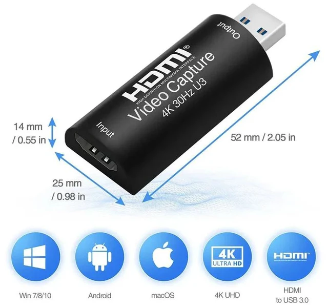 Alt view image 2 of 5 - ,4K MS2130 for HDMI To USB 3.0 Audio Video Capture Card Game Record for PS4 PS5 Camera Laptop PC Live Streaming 1080P 60fps YUY2