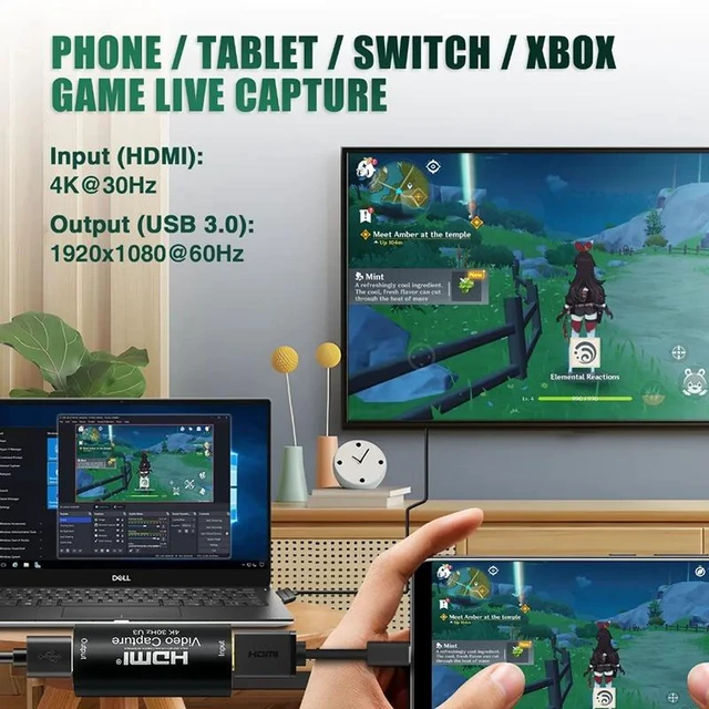 Alt view image 3 of 5 - ,4K MS2130 for HDMI To USB 3.0 Audio Video Capture Card Game Record for PS4 PS5 Camera Laptop PC Live Streaming 1080P 60fps YUY2