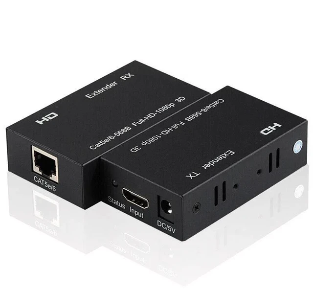 Main image of AU Plug,60M 1080P Extender Ethernet RJ45 Extender Repeater Transmit for PC Loptop TV Monitor HDMIcompatible Extender over Cat5e/6 Cabl
