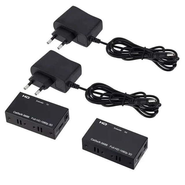 Alt view image 5 of 5 - AU Plug,60M 1080P Extender Ethernet RJ45 Extender Repeater Transmit for PC Loptop TV Monitor HDMIcompatible Extender over Cat5e/6 Cabl