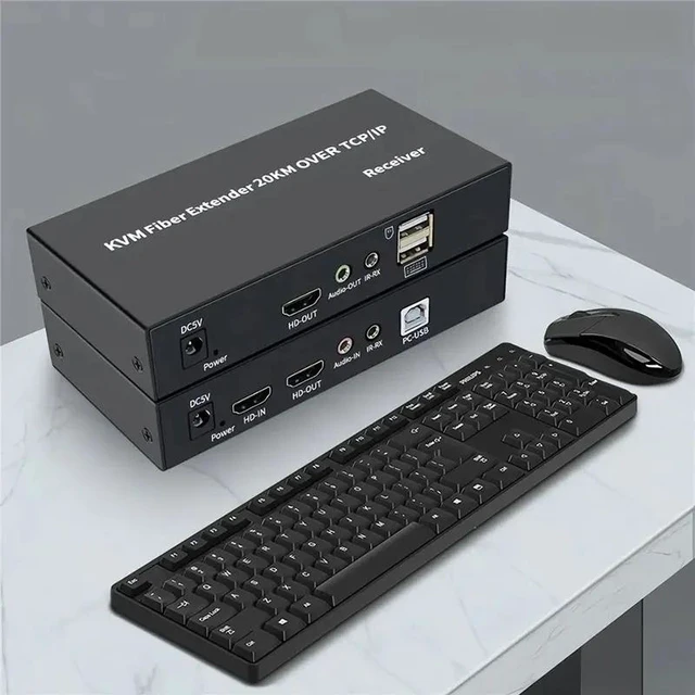 Alt view image 5 of 5 - 1 set,20Km KVM Fiber Optic USB Extender Video Transmitter Receiver Over SC Fiber Cable for HDMI Switch For Mouse Keyboard PC
