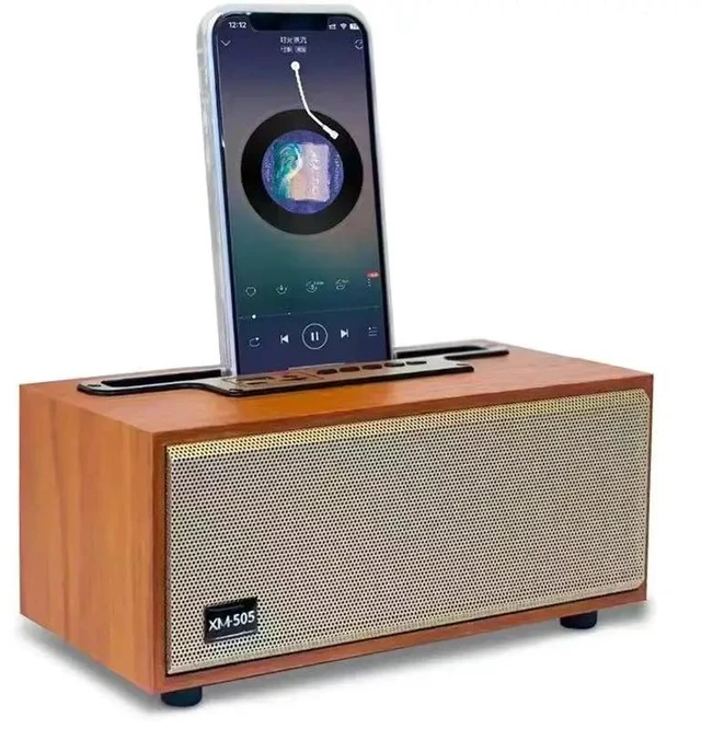 Main image of ,Wireless XM-505 Retro Wooden Bluetooth Home Subwoofer Portable FM Radio Mobile Phone Stand Speaker