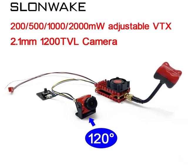 Alt view image 2 of 5 - 2W VTX Camera,Over 20Km Range 5.8Ghz 2W FPV Transmitter launcher 2000MW 48CH build in microphone and 1200TVL fpv camera + 7 inch IPS monitor
