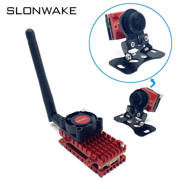 Alt view image 2 of 5 - transmitter camera,Over 20Km 5.8Ghz 2W FPV Wireless VTX Transmitter Built-in Microphone and 2.1mm cmos 1200TVL fpv camera use for long distance