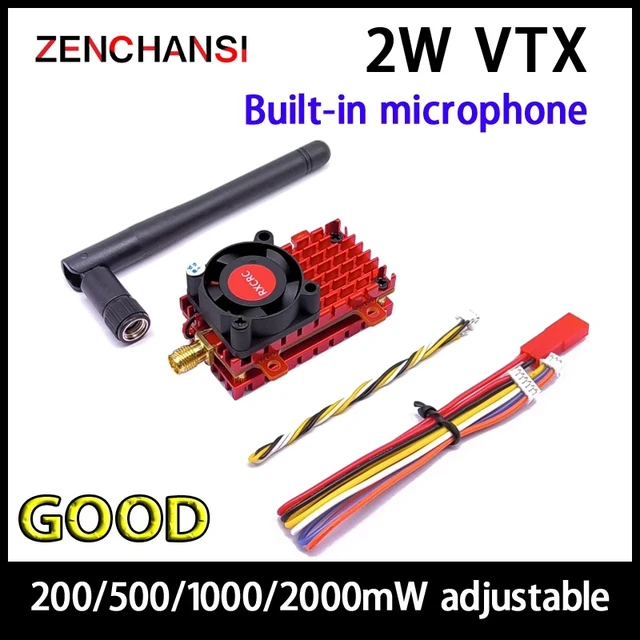 Alt view image 4 of 5 - transmitter camera,Over 20Km 5.8Ghz 2W FPV Wireless VTX Transmitter Built-in Microphone and 2.1mm cmos 1200TVL fpv camera use for long distance