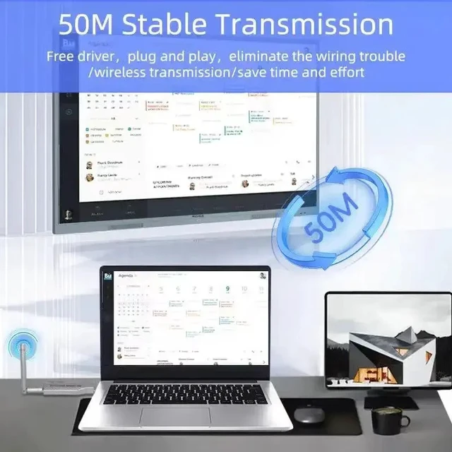 Alt view image 3 of 5 - ,5.8G 4K 50M Wireless HDMI-compatible Video Transmitter Receiver Extender Display Adapter Dongle For TV Monitor Projector PC