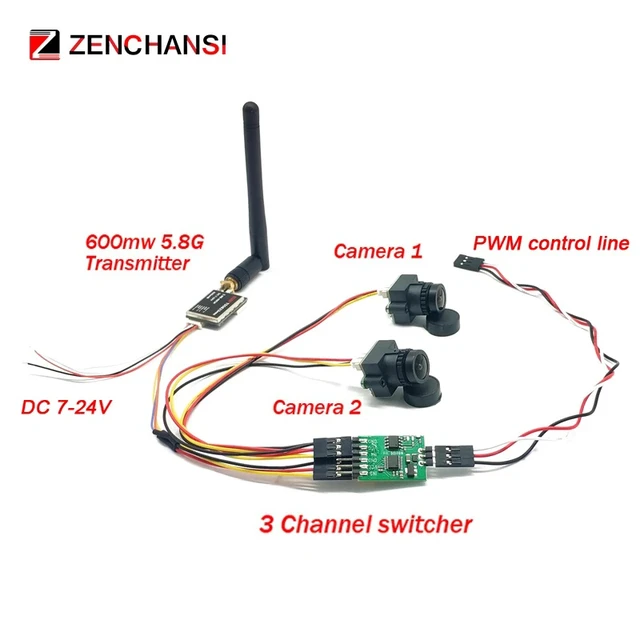 Alt view image 2 of 5 - FPV set and monitor,5.8G 48CH 4.3 Inch FPV Monitor 480*272px and 3 channel Dual Video camera FPV 5.8G 600mW Video Transmitter for RC Car RC plane