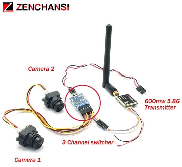 Alt view image 3 of 5 - fpv suit,3 channel Dual Video camera CMOS 1000TVL fpv camera with 5.8G 40CH Dual Antennas 3 Inch FPV Goggles Video Glasses Headset HD