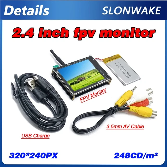 Alt view image 3 of 5 - fpv suit,SLONWAKE Long Range 5W 5.8G 48CH FPV VTX Transmitter and B19 1500TVL Camera 2.1mm lens with 2.4 inch fpv mini monitor for Analog