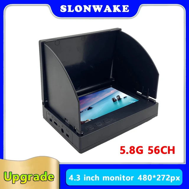 Alt view image 2 of 5 - 4.3inch monitor,FPV 5.8G 48CH 4.3 Inch Receiver Monitor Auto Search With OSD Build-in Battery w/ Hood Shade LCD 480x272 Pixels16:9 NTSC / PAL