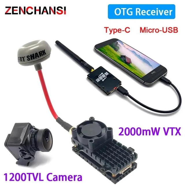 Main image of fpv suit,New Long Range 5.8Ghz 48CH 2000mW FPV Wireless VTX Viedo Transmitter and FPV UVC OTG Receiver + CMOS 1200TVL 2.5mm FPV Camera