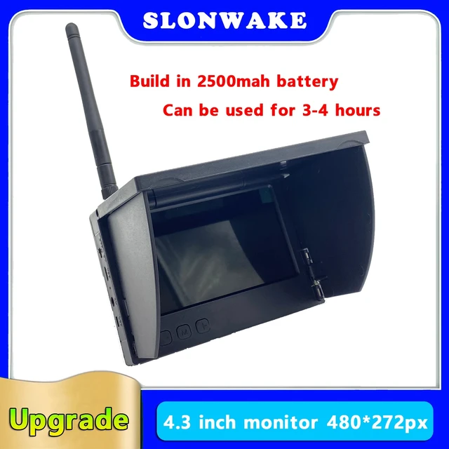Alt view image 3 of 5 - 4.3inch monitor,FPV 5.8G 48CH 4.3 Inch Receiver Monitor Auto Search With OSD Build-in Battery w/ Hood Shade LCD 480x272 Pixels16:9 NTSC / PAL