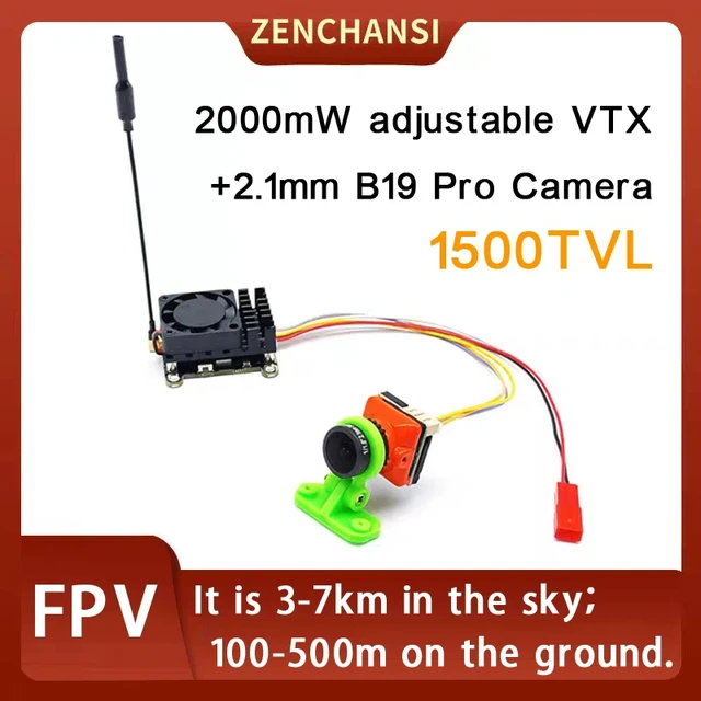 Alt view image 2 of 5 - fpv suit,RXC FPV Suit 2W Video Transmitter B19 1500TVL Camera and 3inch Receiver Goggles with DVR use for RC Long Range Fixed-wing Drones