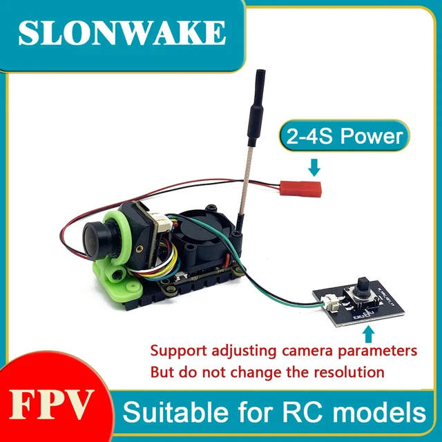 Alt view image 2 of 5 - fpv suit,SLONWAKE 5.8G 48CH 1000mW adjustable VTX Transmitter and 2.1mm CMOS 1200TVL Camera and 4.3 inch fpv IPS Monitor 480*272px for RC