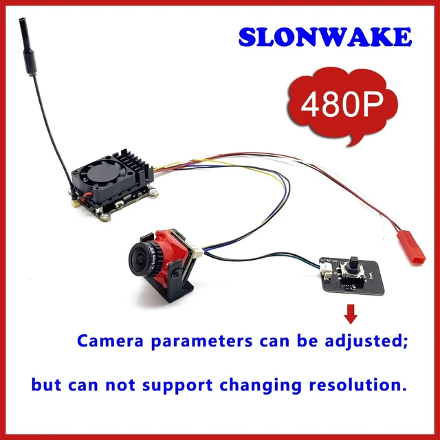 Alt view image 2 of 5 - 2W VTX camera Red,5.8g analog signal fpv 2W VTX adjustable transmitter and CMOS 1200TVL FPV Camera 2.1mm AIO 130° use for RC FPV Monitor RC Plane