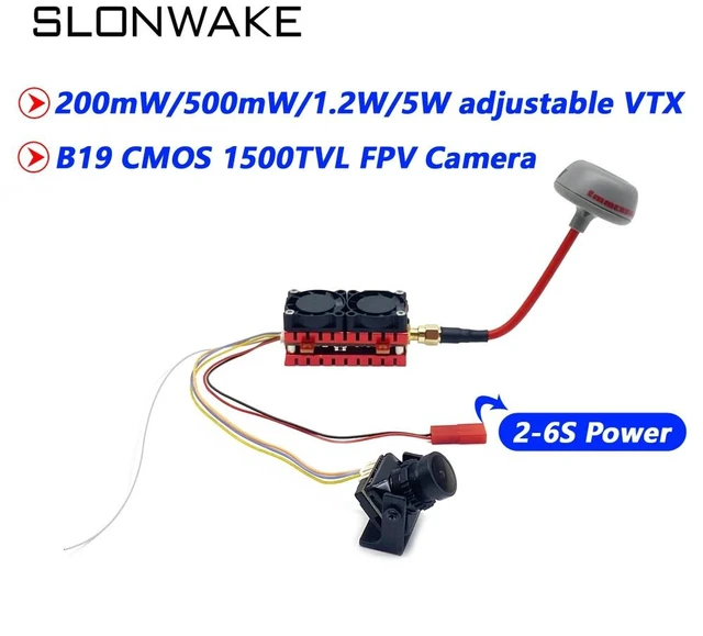 Main image of fpv suit,SLONWAKE Long Range 5W 5.8G 48CH FPV VTX Transmitter and B19 1500TVL Camera 2.1mm lens with 2.4 inch fpv mini monitor for Analog