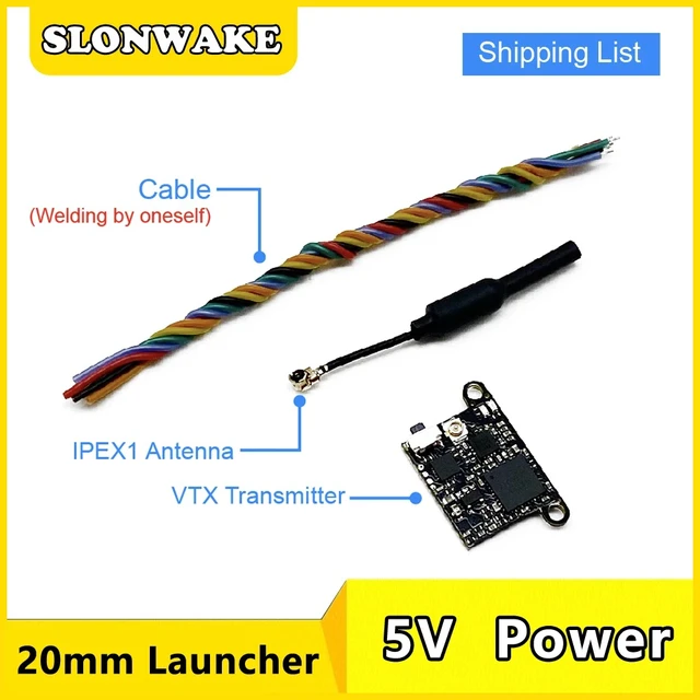 Alt view image 2 of 5 - 5pcs VTX,SLONWAKE 20mm 5.8G 48CH PitMode 5V/1A 25mW 100mW 200mW Adjustable VTX Video Transmitter support tbs for FPV Racing Micro Drones