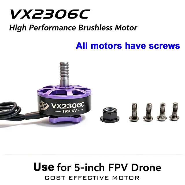 Alt view image 4 of 5 - 1850kv Black,4pcs RC DIY Parts VX2306C Motor 2450KV 4S 1850KV 1950KV 6S Brushless Motor and 5-inch racing propeller for FPV Long Range Drones