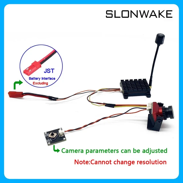 Alt view image 3 of 5 - Red version 2,5.8G 48CH1.6W Video FPV Transmitter VTX 25mW/200mW/400mW/800mW/1600mW Adjustable and CMOS 1500TVL fpv camera use for RXC Parts