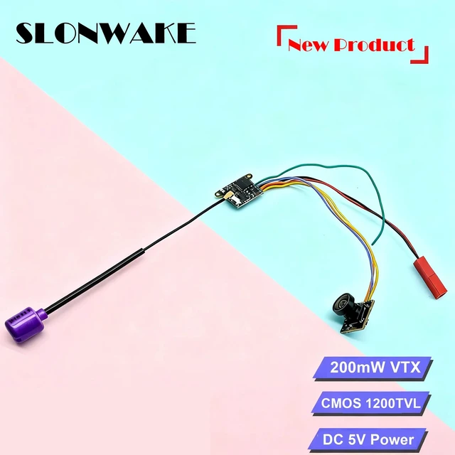 Main image of VTX Camera 2,SLONWAKE 5.8G 48CH 200mW Adjustable VTX Video Transmitter and mini fpv camera cmos 1200TVL support tbs for Racing Micro Drones